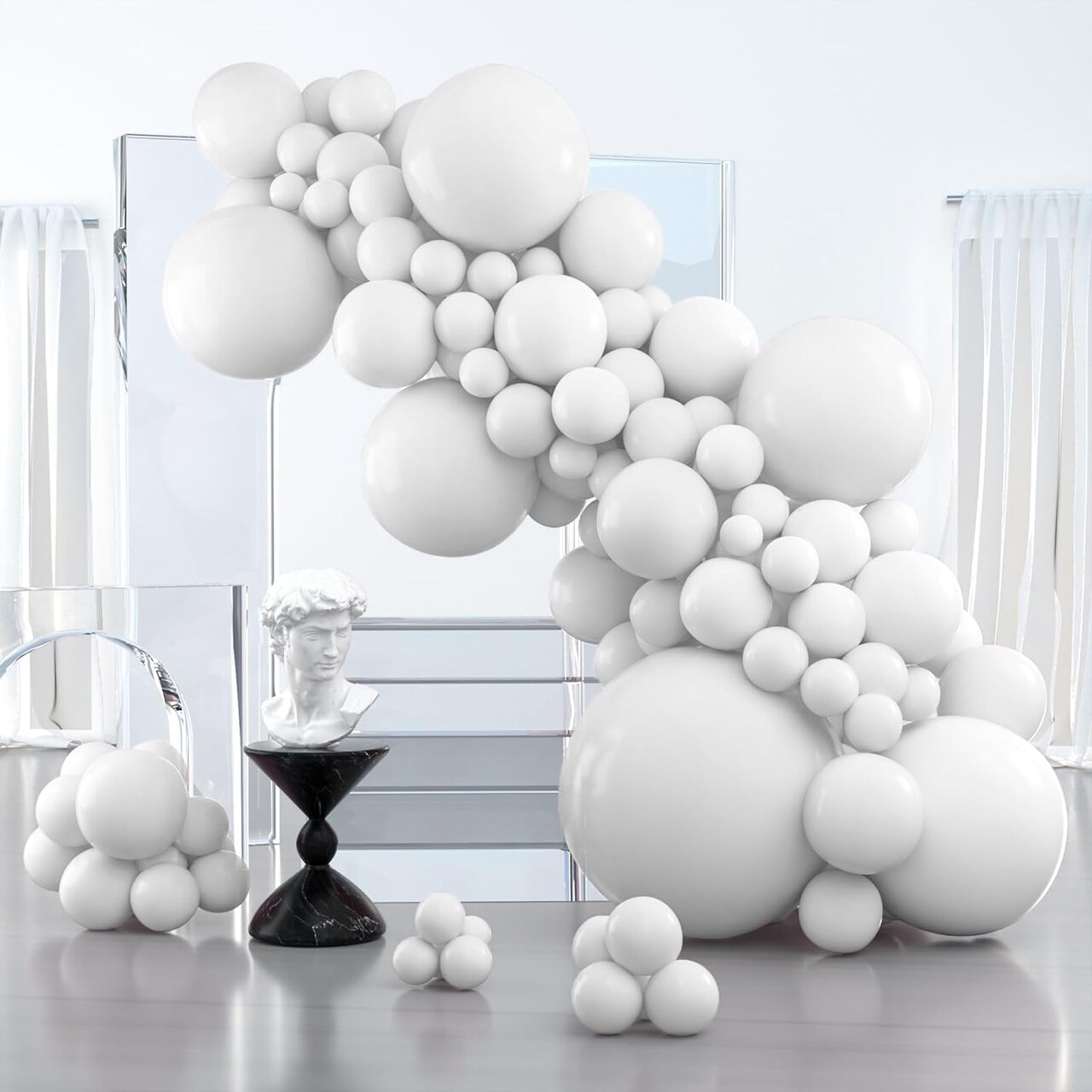 PartyWoo White Balloons, 100 pcs Matte White Balloons Different Sizes Pack of 36 Inch 18 Inch 12 Inch 10 Inch 5 Inch White Balloons for Balloon Garland or Balloon Arch as Party Decorations